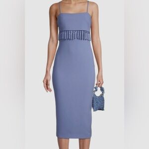 Likely Periwinkle Midi Dress with Fringe Detail